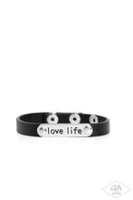 Load image into Gallery viewer, Love Life - Black Leather Snap Bracelet Paparazzi Accessories
