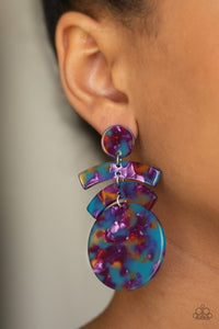 Acrylic,multi,post,purple,In the HAUTE Seat Multi Acrylic Post Earrings