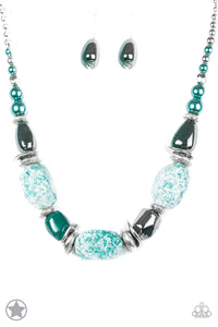 blockbuster,blue,short necklace,In Good Glazes Blue Stone Necklace