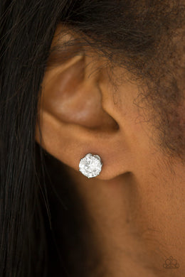Just In TIMELESS White Rhinestone Earrings Paparazzi Accessories