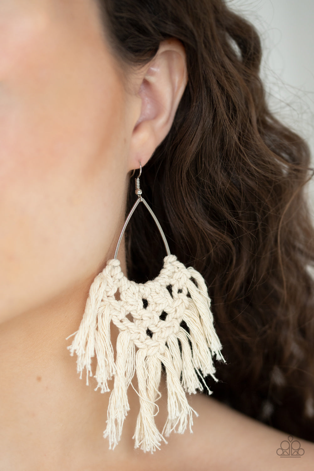 Oh MACRAME, Oh My White Earring Paparazzi Accessories