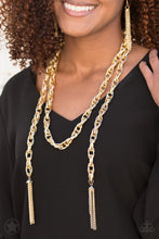 Load image into Gallery viewer, Scarfed for Attention Gold Necklace Paparazzi Accessories