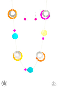 blue,multi,orange,pink,turquoise,yellow,Kaleidoscopically Captivating Necklace