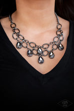 Load image into Gallery viewer, Show Stopping Shimmer Black Gunmetal Necklace Paparazzi Accessories
