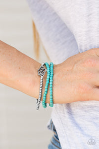 blue,crackle stone,heart,Hearts,stretchy,turquoise,Collect Moments - Blue Stretchy Bracelets