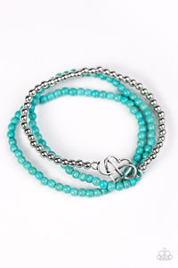 blue,crackle stone,heart,Hearts,stretchy,turquoise,Collect Moments - Blue Stretchy Bracelets