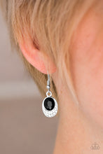 Load image into Gallery viewer, As Humanly Posh-Ible Black Rhinestone Earring Paparazzi Accessories