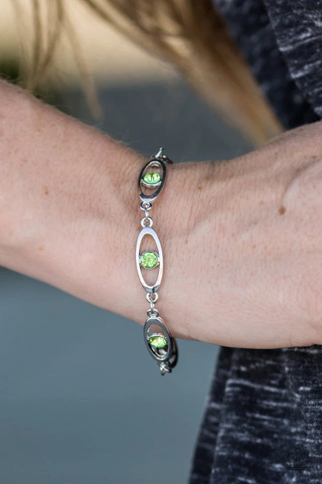Starry Eyed Green Rhinestone Bracelet Paparazzi Accessories