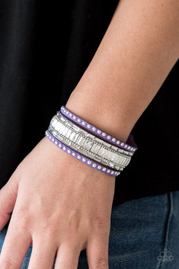 Rock Star Rocker Purple Rhinestone Wrap Bracelet Paparazzi Accessories