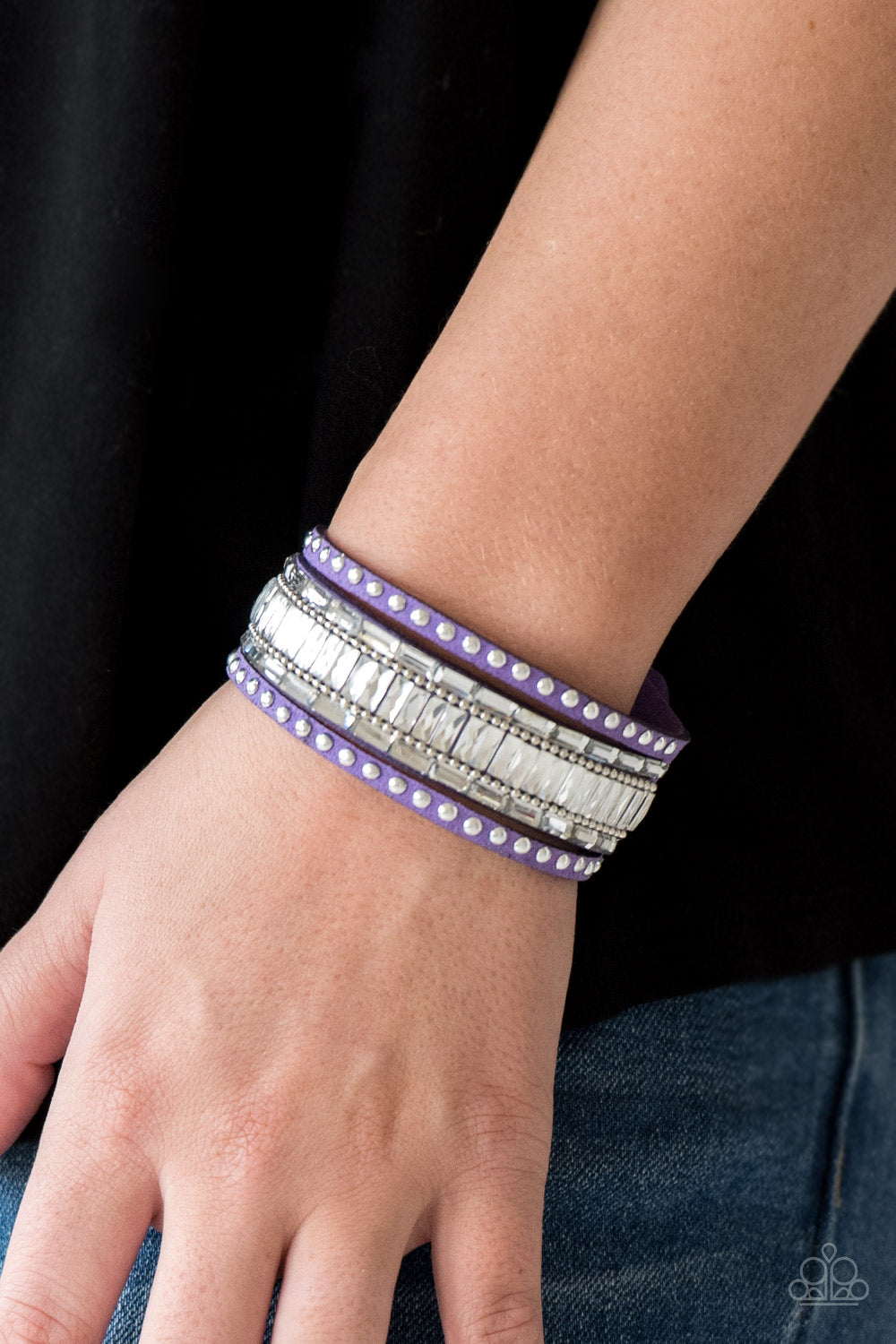 Rock Star Rocker Purple Rhinestone Wrap Bracelet Paparazzi Accessories