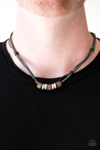 black,copper,leather,Ride or Die Black Leather Urban Necklace