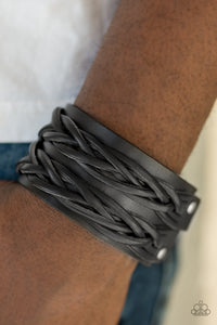black,leather,No Mercy Black Leather Urban Bracelet
