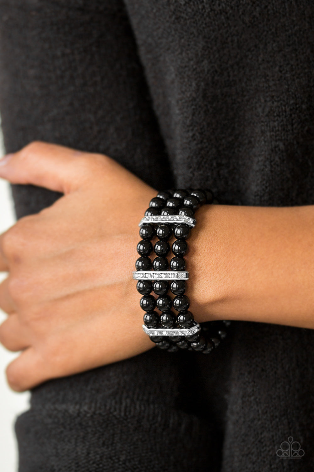Put On Your Glam Face Black Stretchy Bracelet Paparazzi Accessories