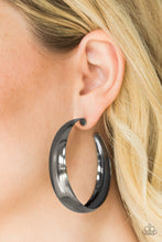 Load image into Gallery viewer, Gypsy Goals Black Gunmetal Hoop Earrings Paparazzi Accessories
