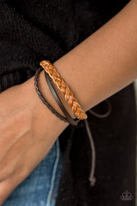 brown,leather,Desert Drive Brown Leather Bracelet