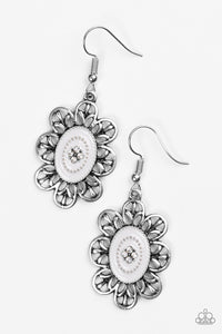fishhook,floral,Posy Party Silver Earring