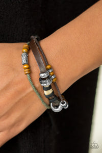 brown,green,leather,Hunt High and Low Green Leather Urban Bracelet