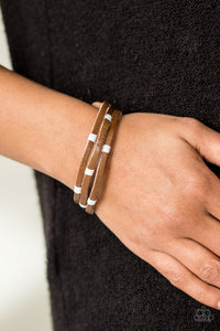 brown,leather,snap,urban,white,wrap,Get Lost In Nature White Leather Urban Bracelet