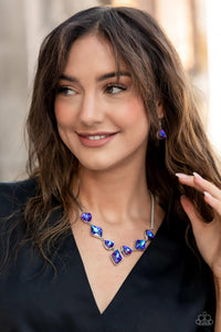 oil spill,purple,rhinestones,short necklace,Glittering Geometrics Purple Oil Spill Rhinestone Necklace