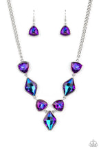 Load image into Gallery viewer, Glittering Geometrics Purple Oil Spill Rhinestone Necklace Paparazzi Accessories