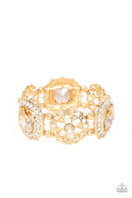Load image into Gallery viewer, Gilded Gallery Gold Rhinestone Stretchy Bracelet Paparazzi Accessories
