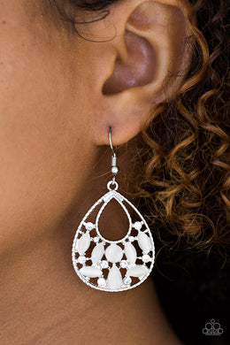 Just DEWing My Thing - White Earrings Paparazzi Accessories