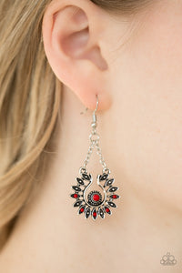 fishhook,red,Cancun Can-Can - Red Earring