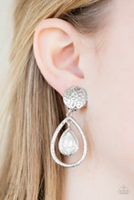 Load image into Gallery viewer, Centennial Charm White Clip-On Earring Paparazzi Accessories