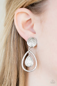 rhinestones,white,Centennial Charm White Clip-On Earring