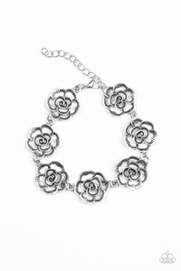 floral,lobster claw clasp,silver,Nip It In The ROSEBUD Silver Bracelet