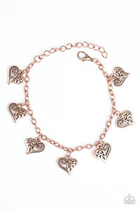 copper,Hearts,lobster claw clasp,Turn Up The Heart Copper Bracelet