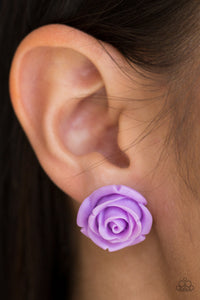 floral,post,purple,Rose Roulette Purple Earring