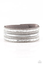 Load image into Gallery viewer, Teasingly Tomboy Silver Leather Wrap Bracelet paparazzi accessories