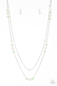 green,long necklace,Pearls,silver,Spring Splash Green Necklace