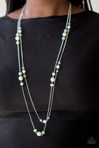 green,long necklace,Pearls,silver,Spring Splash Green Necklace