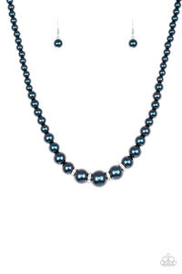 blue,Pearls,short necklace,Party Pearls Blue Necklace