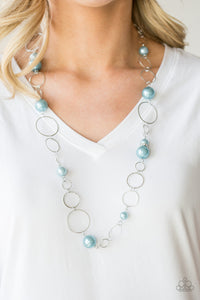 Blue,Long Necklace,Pearls,Silver,Lovely Lady Luck Blue Pearl Necklace