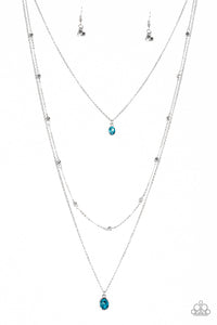blue,long  necklace,rhinestones,City Blockbuster Blue Rhinestone Necklace