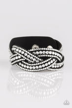 Load image into Gallery viewer, Bring On The Bling Black Leather Wrap Bracelet Paparazzi Accessories