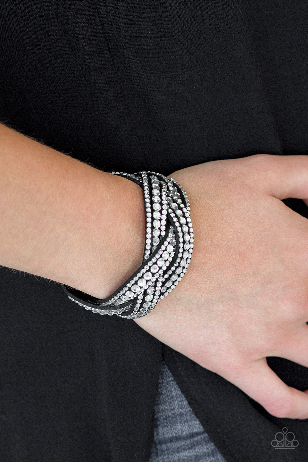 Bring On The Bling Black Leather Wrap Bracelet Paparazzi Accessories