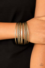 Load image into Gallery viewer, Rattle and Roll Brass Bangle Bracelet Paparazzi Accessories
