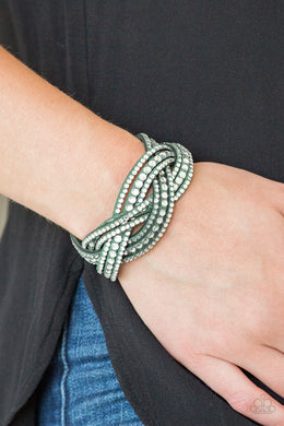 Bring On The Bling Green Leather Wrap Bracelet Paparazzi Accessories