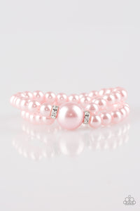 Pearls,pink,stretchy,Romantic Redux Pink Pearl Bracelet