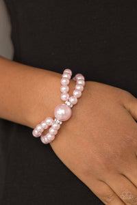 Pearls,pink,stretchy,Romantic Redux Pink Pearl Bracelet