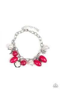 charm,hearts,Lobster Claw Clasp,Pearls,pink,Love Doves Pink Charm Bracelet