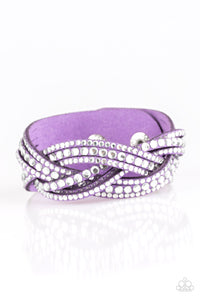 leather,purple,rhinestones,snap,wrap,Bling On The Bling Purple Wrap Bracelet