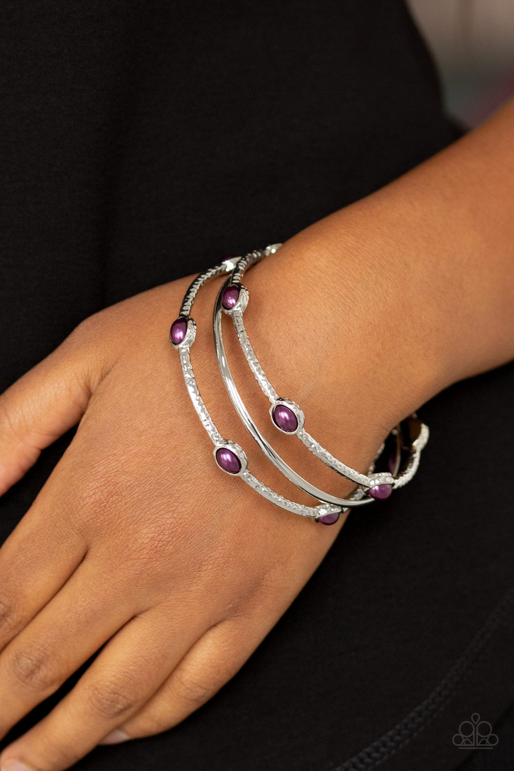 Bangle Belle - Purple Pearl Bracelets Paparazzi Accessories