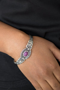 crackle stone,cuff,purple,silver,Wide Open Mesas - Purple Bracelet