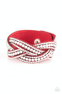 leather,red,rhinestones,snap,wrap,Bring On The Bling Red Wrap Bracelet