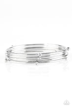 Load image into Gallery viewer, Delicate Decadence White Bangle Bracelet Paparazzi Accessories